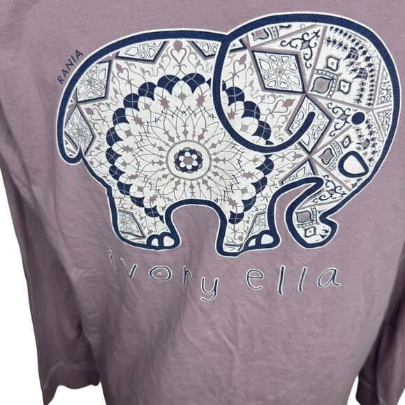 Ivory Ella Lavender Elephant Graphic Long Sleeve Pocket Tee Size S - Picture 4 of 5